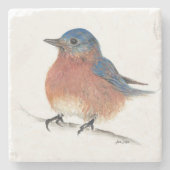 ブルーバードウォーターカラーアート ストーンコースター (正面)