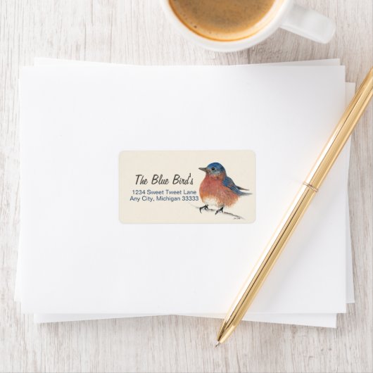 ブルーバードウォーターカラーアート ラベル (インサイチュ)