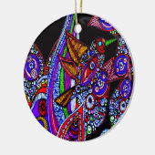 ブルーバードオブパラダイスブラックオーナメント セラミックオーナメント (左)