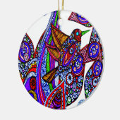 ブルーバードオブパラダイスホワイトオーナメント セラミックオーナメント (左)