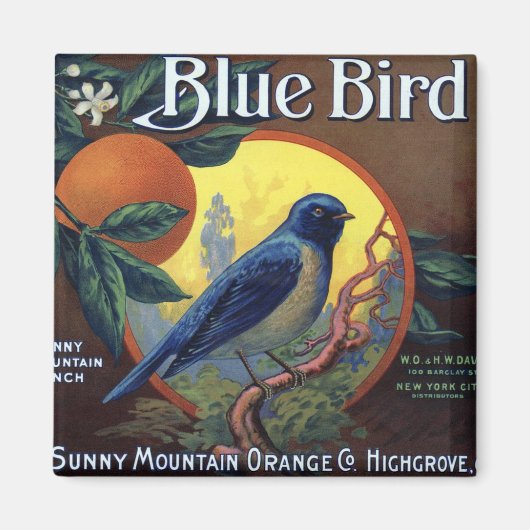 ブルーバードオレンジクレートラベル マグネット (正面)