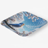 ブルーバードオンさくらんぼツリーブランチ ペーパープレート (傾斜あり)