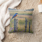 ブルーバードオンカントリーフェンスポスト クッション (ブランケット)