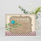 ブルーバードオンザブランチスクラップブックイースター招待状 招待状 (スタンド正面)