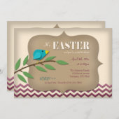 ブルーバードオンザブランチスクラップブックイースター招待状 招待状 (正面/裏面)