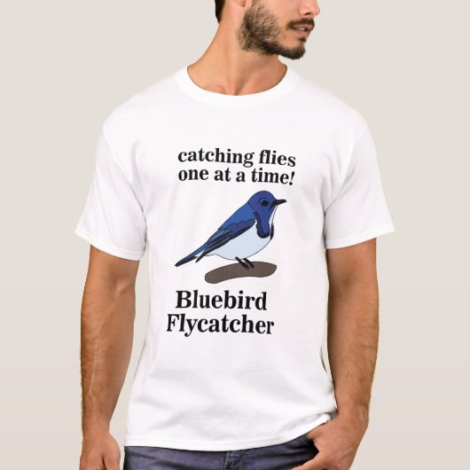 ブルーバードオンブランチおもしろい野鳥観察 Tシャツ (正面)