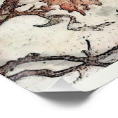 ブルーバードオンブランチバタフライヴィンテージ自然アート ポスター (コーナー)