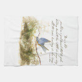 ブルーバードオン枝感動的詩の水色 キッチンタオル (横)