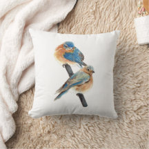 ブルーバードカップル水彩画