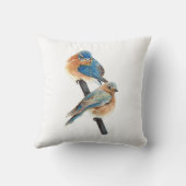 ブルーバードカップル水彩画 クッション (裏面)