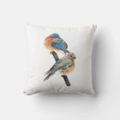 ブルーバードカップル水彩画 クッション (正面)