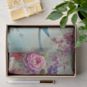 ブルーバードカラフルフローラ背景の分離 薄葉紙 (ギフト)