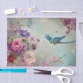 ブルーバードカラフルフローラ背景の分離 薄葉紙 (クラフト)