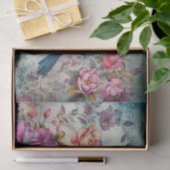 ブルーバードカラフルフローラ背景の分離 薄葉紙 (ギフト)