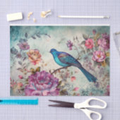 ブルーバードカラフルフローラ背景の分離 薄葉紙 (クラフト)