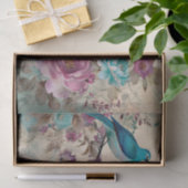 ブルーバードカラフルフローラ背景の分離 薄葉紙 (ギフト)