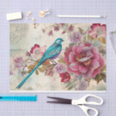 ブルーバードカラフルフローラ背景の分離 薄葉紙 (クラフト)