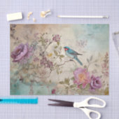 ブルーバードカラフルフローラ背景の分離 薄葉紙 (クラフト)