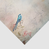 ブルーバードカラフルフローラ背景の分離 薄葉紙 (詳細)