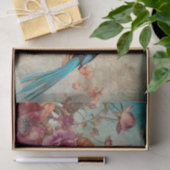 ブルーバードカラフルフローラ背景の分離 薄葉紙 (ギフト)