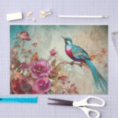 ブルーバードカラフルフローラ背景の分離 薄葉紙 (クラフト)