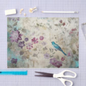 ブルーバードカラフルフローラ背景の分離 薄葉紙 (クラフト)