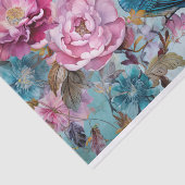 ブルーバードカラフルフローラ背景の分離 薄葉紙 (詳細)