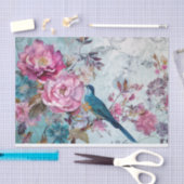 ブルーバードカラフルフローラ背景の分離 薄葉紙 (クラフト)