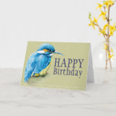 ブルーバードカワセア絵を描ート誕生日カード カード (黄色い花)