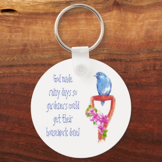 ブルーバードガーデニングおもしろい引用文 キーホルダー (正面)