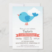 ブルーバードキッドの誕生日パーティーへの招待 招待状 (正面)