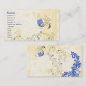 ブルーバードキュートガーリーレトロフローラ 名刺 (正面/裏面)