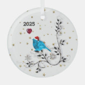 ブルーバードグラスハートオーナメント ガラスオーナメント (正面)