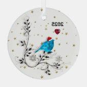 ブルーバードグラスハートオーナメント ガラスオーナメント (裏面)