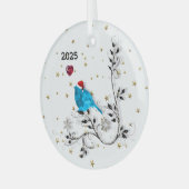 ブルーバードグラスハートオーナメント ガラスオーナメント (正面左)