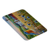 ブルーバードコーンフラワーズサマーファームウォーターカラーアート マグネット (右側)