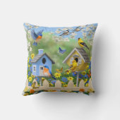 ブルーバードゴールドフィンチズバードハウズフラワーガーデン クッション (裏面)