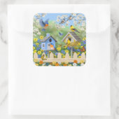 ブルーバードゴールドフィンチズバードハウズフラワーガーデン スクエアシール (バッグ)