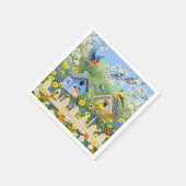 ブルーバードゴールドフィンチズバードハウズフラワーガーデン スタンダードカクテルナプキン (角)