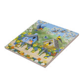 ブルーバードゴールドフィンチズバードハウズフラワーガーデン タイル (側面)