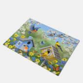 ブルーバードゴールドフィンチズバードハウズフラワーガーデン ドアマット (アングル)