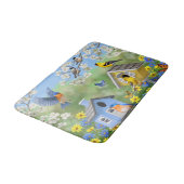 ブルーバードゴールドフィンチズバードハウズフラワーガーデン バスマット (アングル)