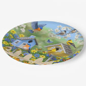 ブルーバードゴールドフィンチズバードハウズフラワーガーデン ペーパープレート (アングル)