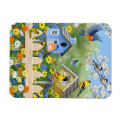 ブルーバードゴールドフィンチズバードハウズフラワーガーデン マグネット (横)