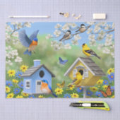 ブルーバードゴールドフィンチズバードハウズフラワーガーデン 薄葉紙 (クラフト)