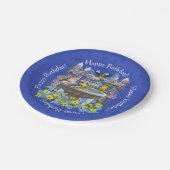 ブルーバードゴールドフィンチバーズバスガーデン王室のブルー ペーパープレート (アングル)