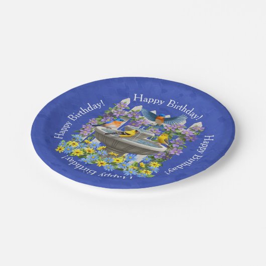 ブルーバードゴールドフィンチバーズバスガーデン王室のブルー ペーパープレート (アングル)