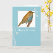 ブルーバードスケッチ水彩ハッピーバースデー カード (黄色い花)