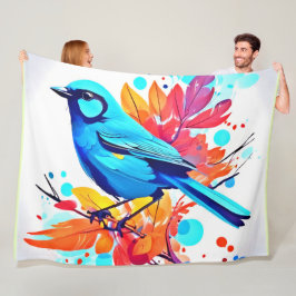 ブルーバードズブリスアート フリースブランケット