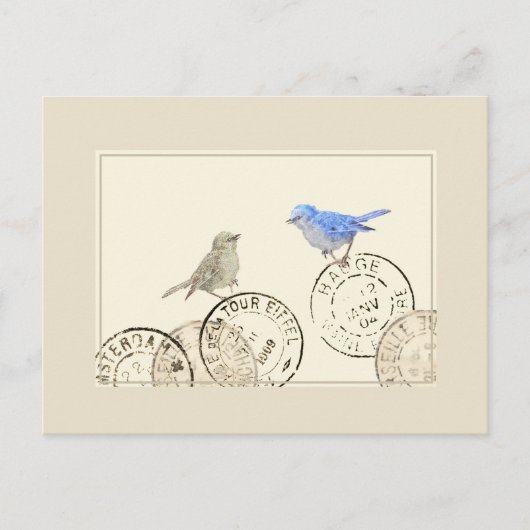 ブルーバードズ恋しく思ユーヴィンテージはこフランスのき ポストカード (正面)